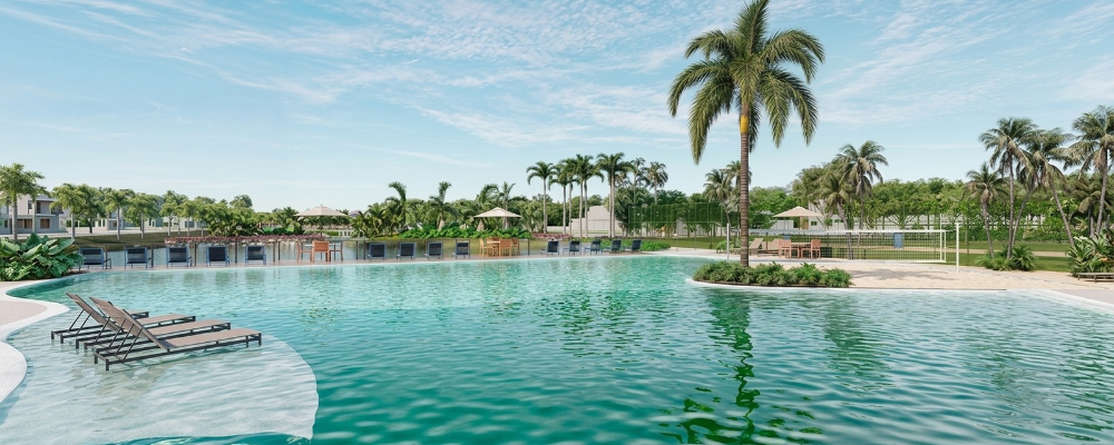 Piscina gigante do condomínio de lotes da Terra Brasilis em Caucaia-CE